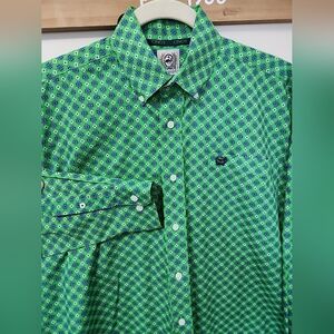 Cinch Men's XS Green Geometric Western Button Down Shirt Long Sleeve Classic Fit